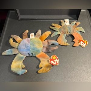 Claude The Crab Retired Ty Beanie Baby w/bonus Teenie Beanie Claude The Crab!